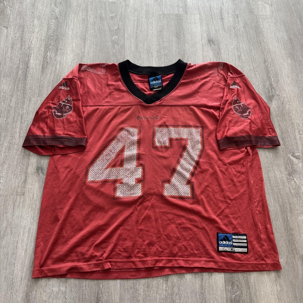 Vintage Tampa Bay Buccaneers Jersey Mens XL Red Adidas John Lynch 47 faded